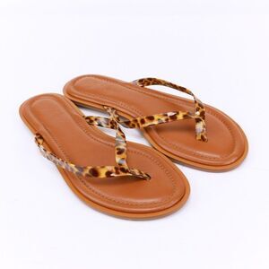 NEW J. Crew Capri Leather Thong Sandals Flip Flops 7 in Leopard